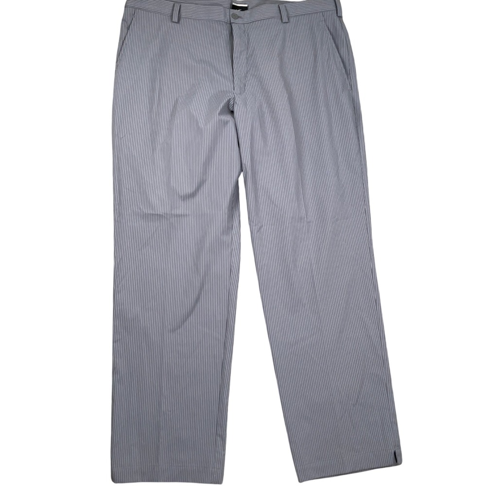 Nike Golf Pants Men 40W 32L‎ Gray Stripe Dri-FIT Stretch Atheletic Trousers